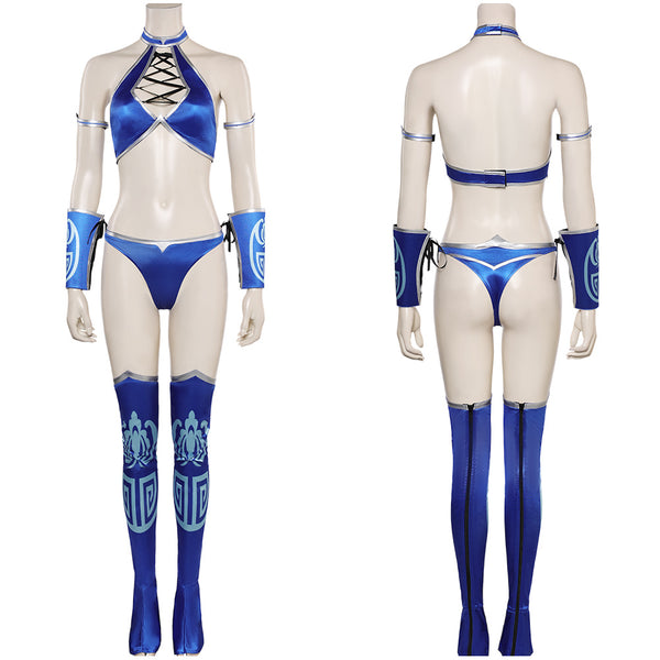 Mortal Kombat 1 Game Kitana Women Blue Bikini Suit Party Carnival Halloween Cosplay Costume