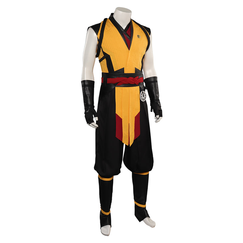 Mortal Kombat Scorpion Men Vest Pants Belt Party Carnival Halloween Cosplay Costume
