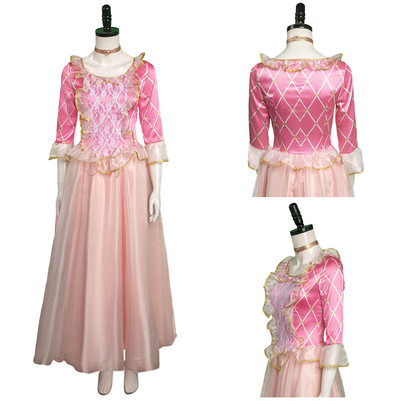 Movie 2023 Barbie Anneliese Pink Long Dress Outfits Party Carnival Halloween Cosplay Costume