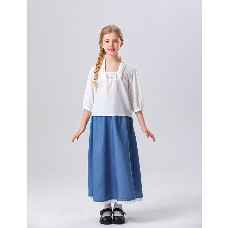Movie Belle Kids Children Maid Dress Outfit Party Carnival Halloween Cosplay Costume
