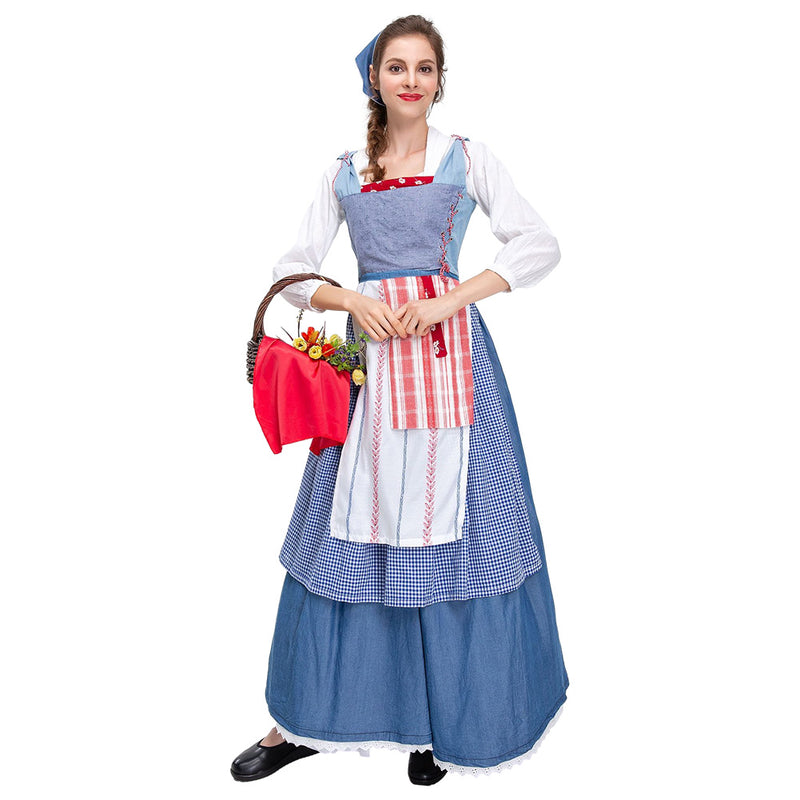 Movie Belle Women Maid Dress Party Carnival Halloween Cosplay Costume