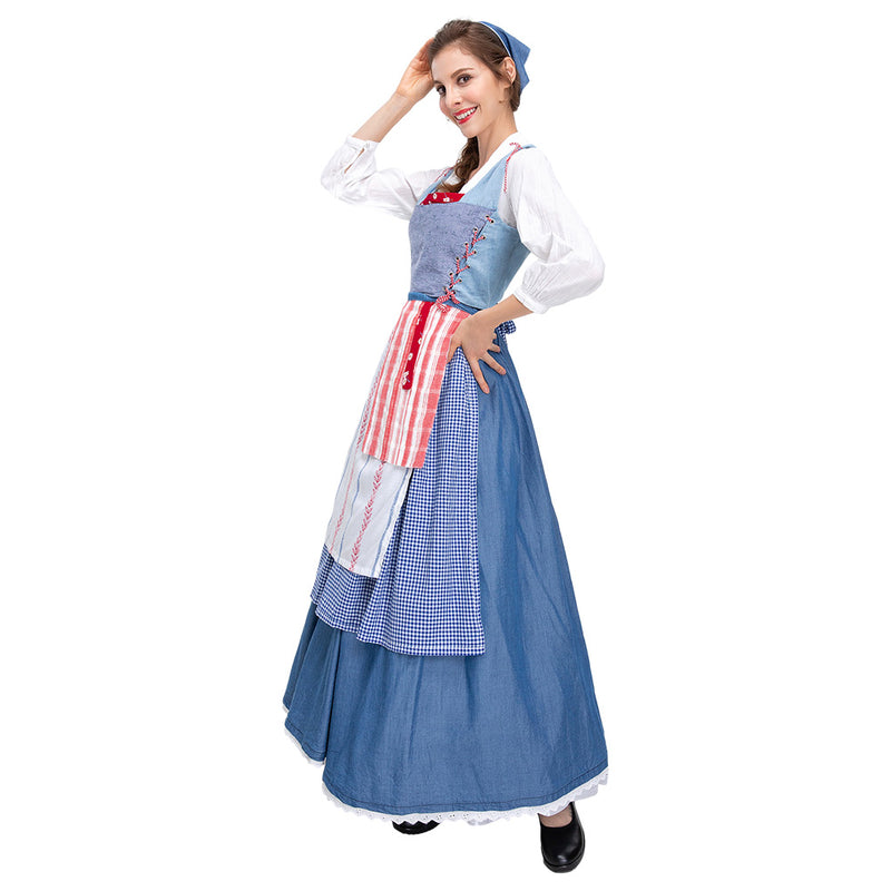 Movie Belle Women Maid Dress Party Carnival Halloween Cosplay Costume