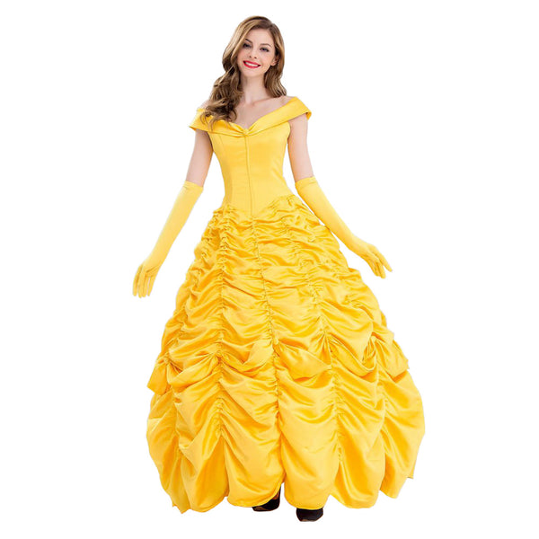 Movie Belle Yellow Women Dress Fantasia Outfits Party Carnival Halloween Cosplay Costume