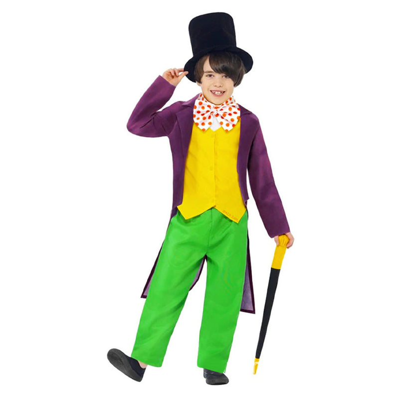 Movie Chocolate Factory Willy Wonka Kids Children Outfits Party Carnival Halloween Cosplay Costume