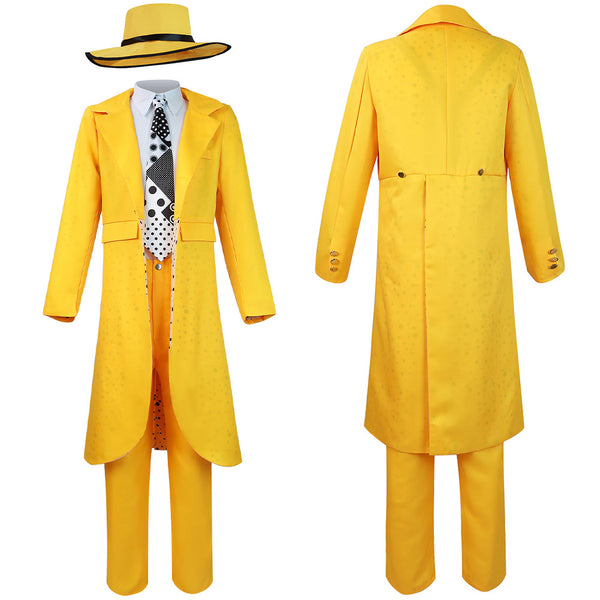 Movie The Mask Jim Carrey Yellow Uniform Outfits Party Carnival Halloween Cosplay Costume