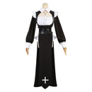 Movie The Nun Black Women Long Dress Headband Necktie Full Set Outfits Halloween Carnival Party Suit