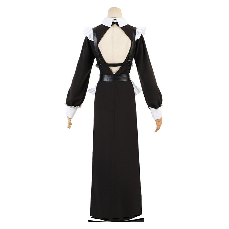 Movie The Nun Black Women Long Dress Headband Necktie Full Set Outfits Halloween Carnival Party Suit
