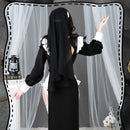 Movie The Nun Black Women Long Dress Headband Necktie Full Set Outfits Halloween Carnival Party Suit
