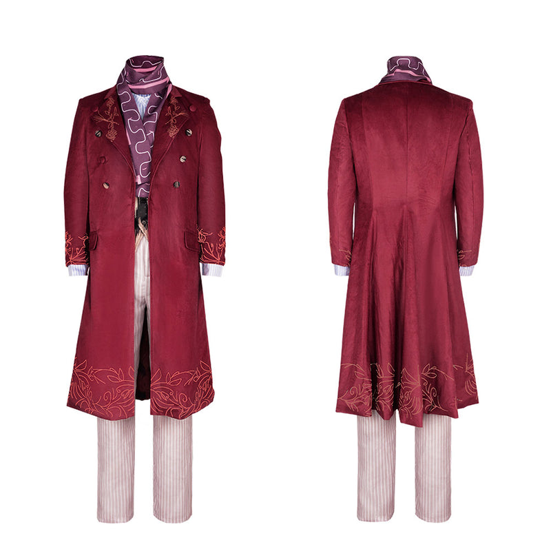 Movie Willy Wonka Red Coat Outfits Party Carnival Halloween Cosplay Costume
