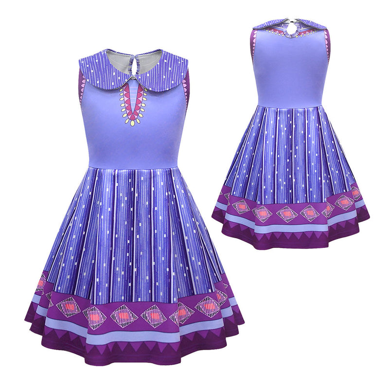 Wish Asha Cosplay Costume For Girls Purple Dress Halloween Fancy
