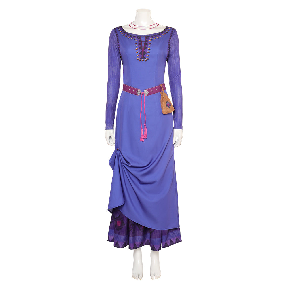 Movie Wish Asha Purple Dress Outfits Halloween Party Carnival Cosplay