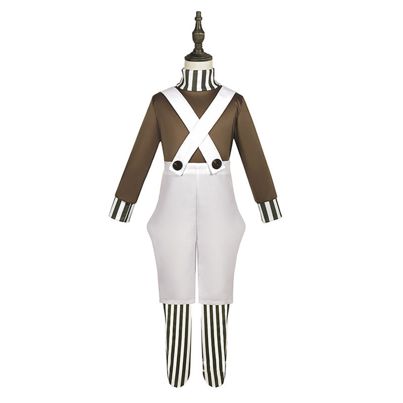 Movie Wonka Oompa Kids Children Outfits Halloween Party Carnival Cosplay Costume