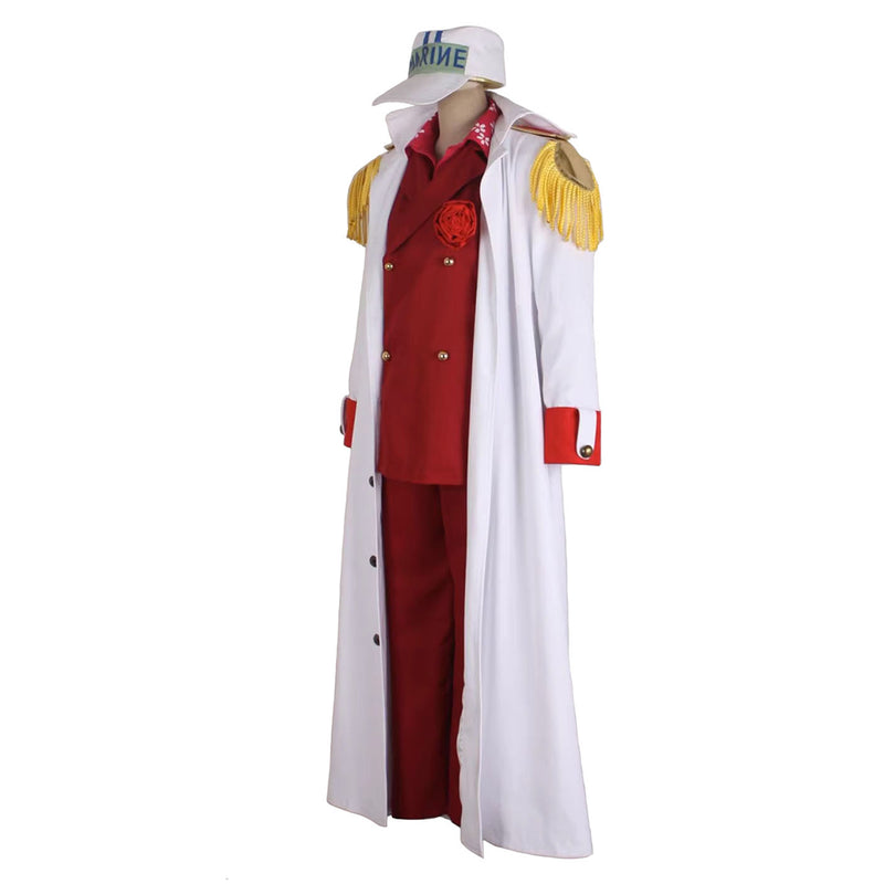 One Piece Anime Akainu White Red Suit Party Carnival Halloween Cosplay Costume