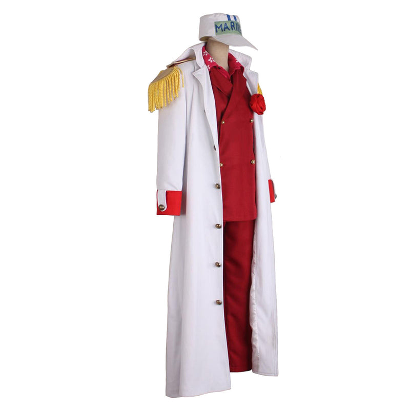 One Piece Anime Akainu White Red Suit Party Carnival Halloween Cosplay Costume