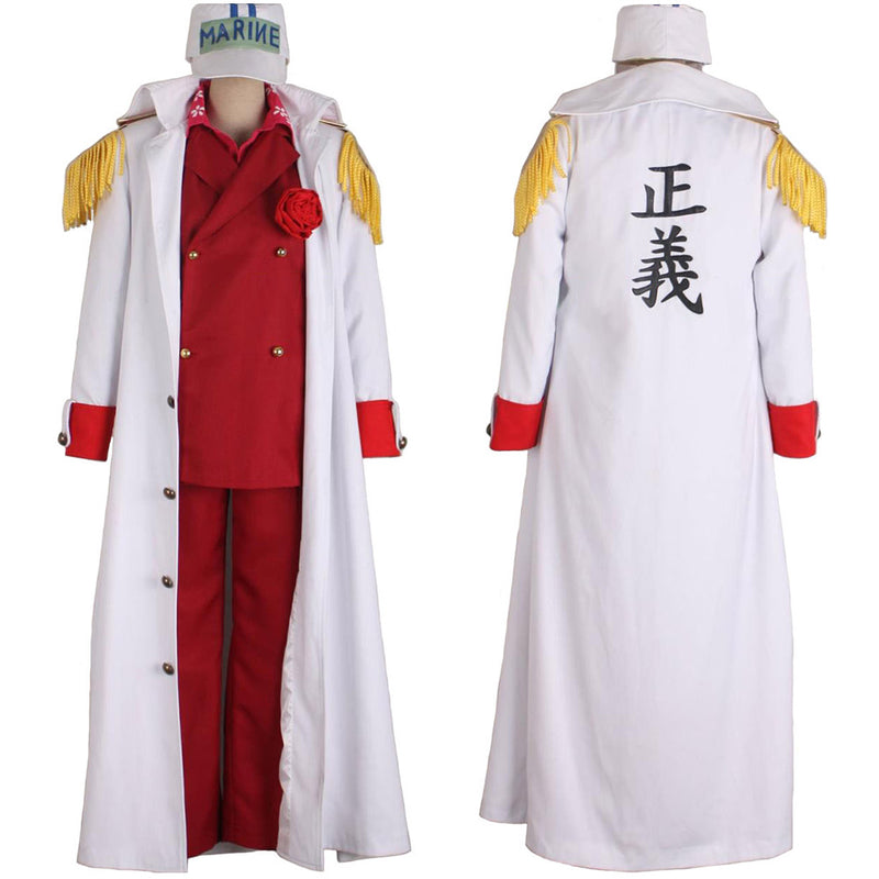 One Piece Anime Akainu White Red Suit Party Carnival Halloween Cosplay Costume