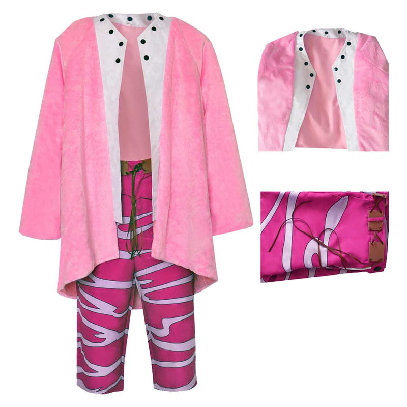 One Piece Anime Donquixote Doflamingo Pink Outfit Party Carnival Halloween Cosplay Costume