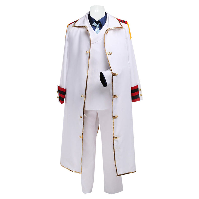 One Piece Anime Monkey D. Garp White Suit Party Carnival Halloween Cosplay Costume