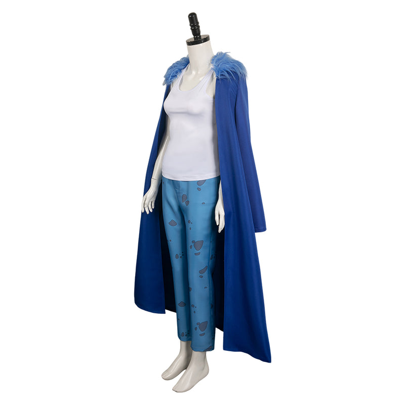 One Piece Anime Trafalgar D. Water Law Women Blue Suit Party Carnival Halloween Cosplay Costume