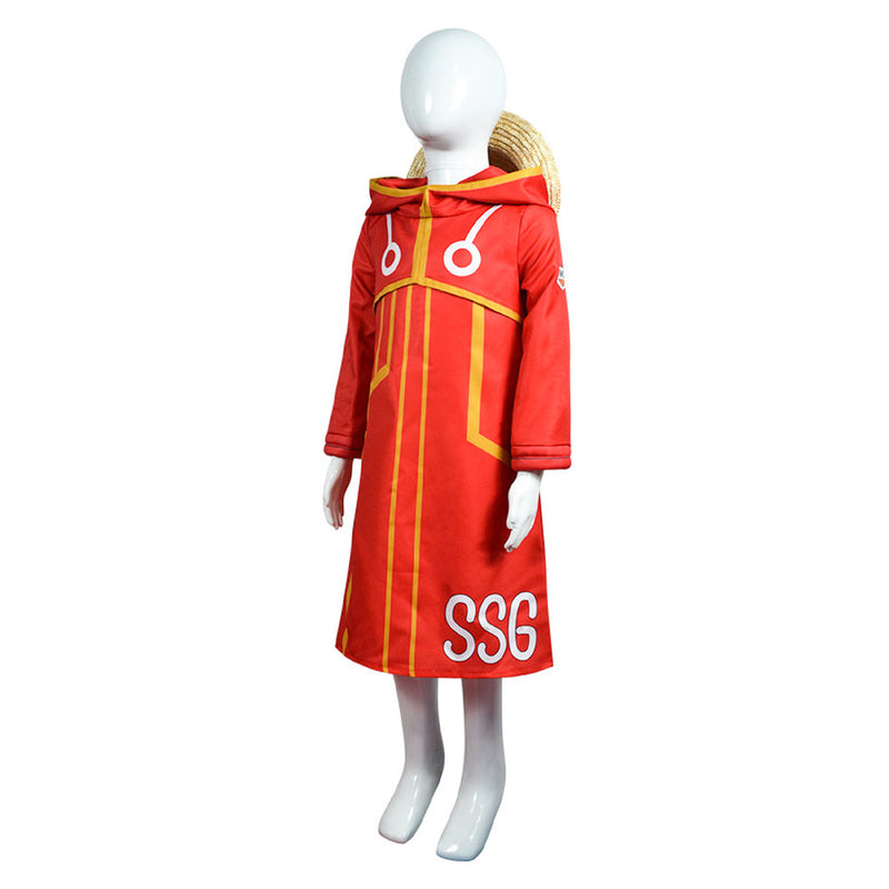 One Piece Egghead Arc Anime Luffy Kids Children Red Suit Party Carnival Halloween Cosplay Costume