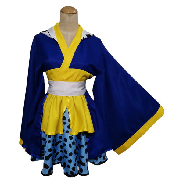 One Piece Egghead Arc Anime Trafalgar D. Water Law Women Blue Dress Party Carnival Halloween Cosplay Costume