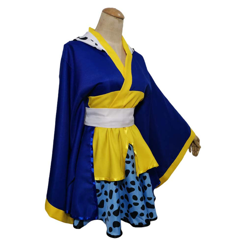 One Piece Egghead Arc Anime Trafalgar D. Water Law Women Blue Dress Party Carnival Halloween Cosplay Costume