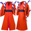 One Piece Kozuki Oden Red Cloak Cape Outfits Party Carnival Halloween Cosplay Costume