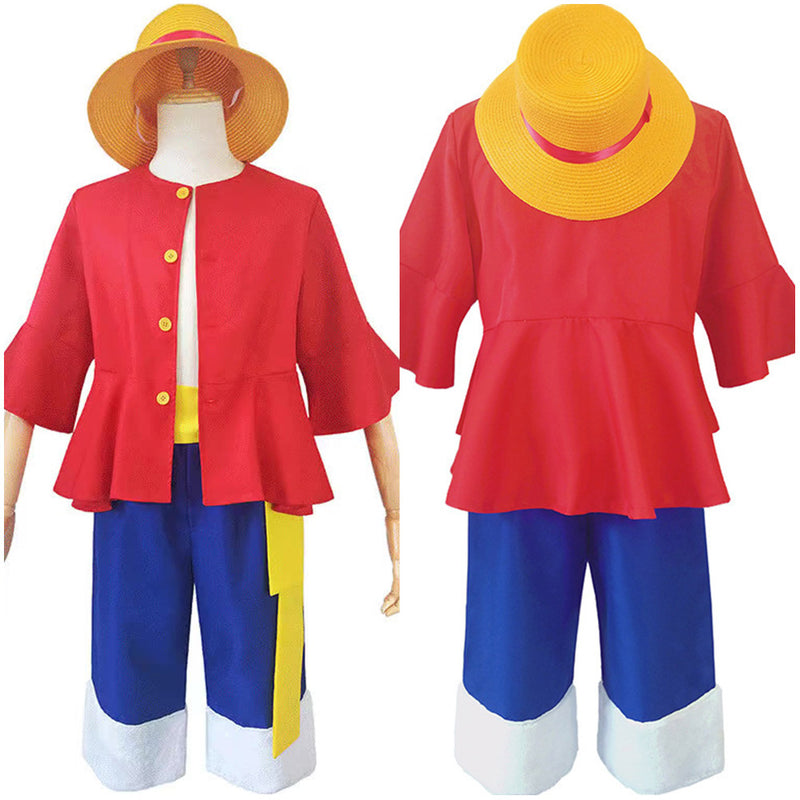 One Piece Luffy Kids Children Outfits Halloween Carnival Party Cosplay Costume