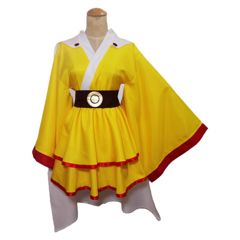 One-Punch Man Anime Saitama Women Yellow Dress Party Carnival Halloween Cosplay Costume
