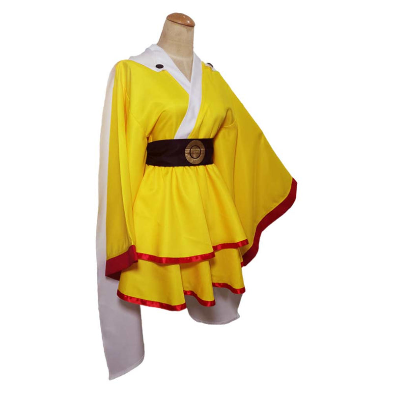 One-Punch Man Anime Saitama Women Yellow Dress Party Carnival Halloween Cosplay Costume