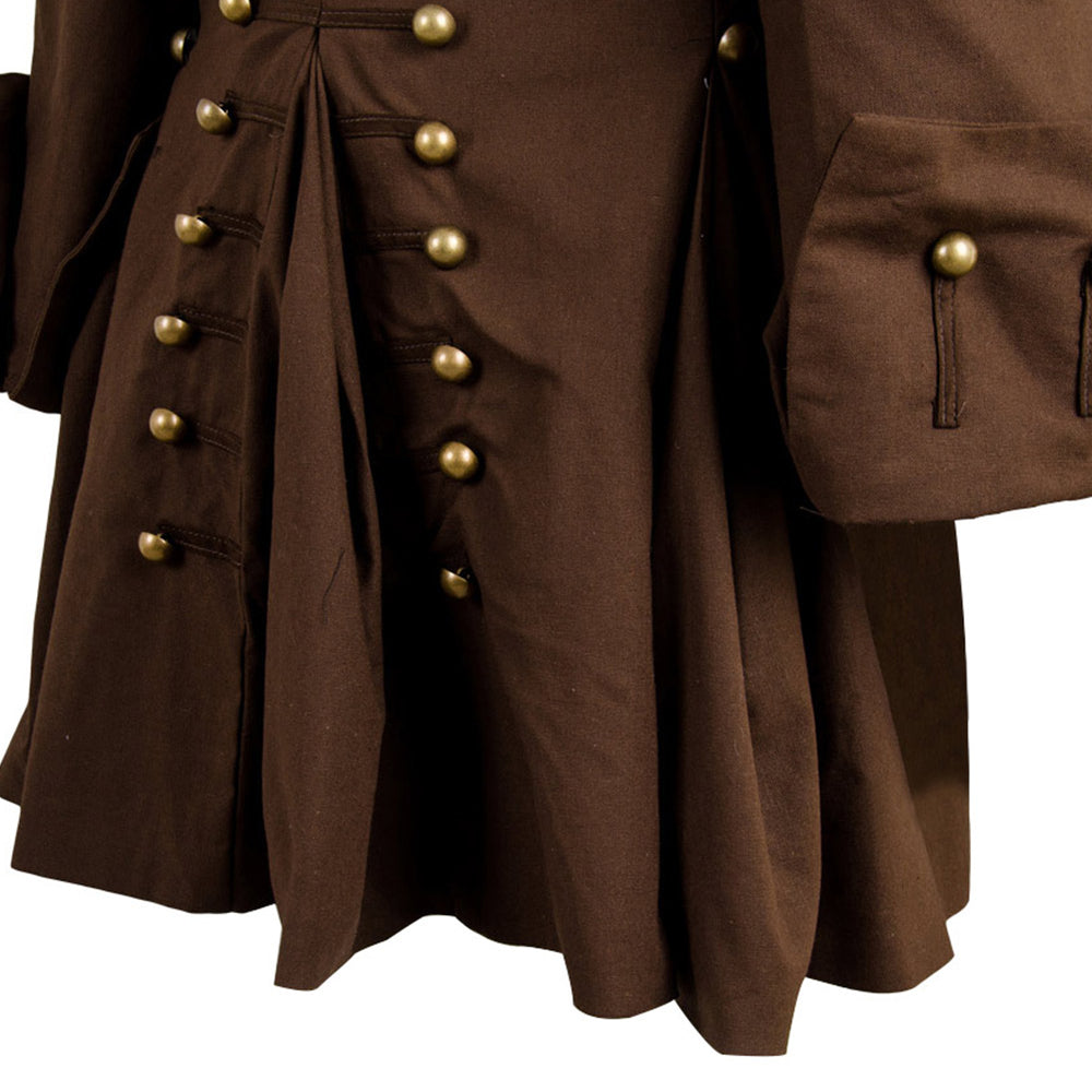 Pirates Brown Coat Headscarf Belt Full Set Cosplay Costume | Cossky