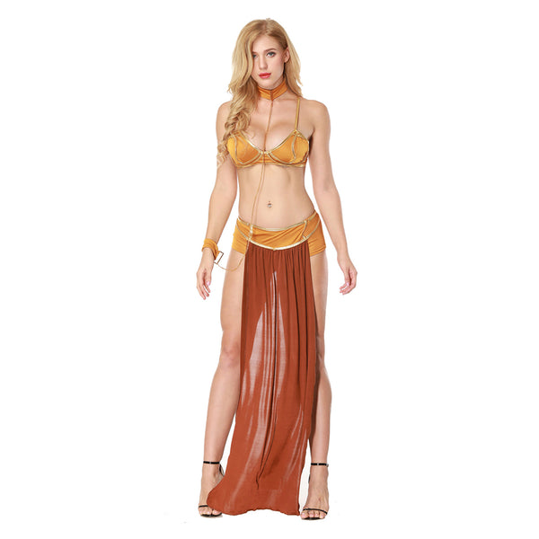 blue dress for baby girl Star Wars Princess Leia Cosplay Costume Brown Vest Uniform Halloween Carnival Suit, L / Female