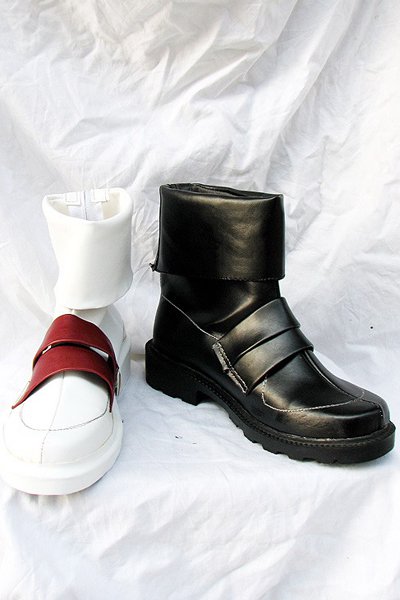 Satan Cosplay Boots Shoes Black and white