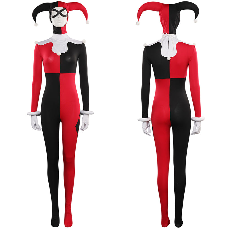 SCOOBY-DOO Harley Quinn Female Black and Red Set Jumpsuit Fashion Collocation Party Carnival Halloween Cosplay Costume