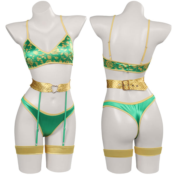 Shrek Fiona Lingerie for Women Green Sexy Bra Belt Party Carnival Halloween Cosplay Costume