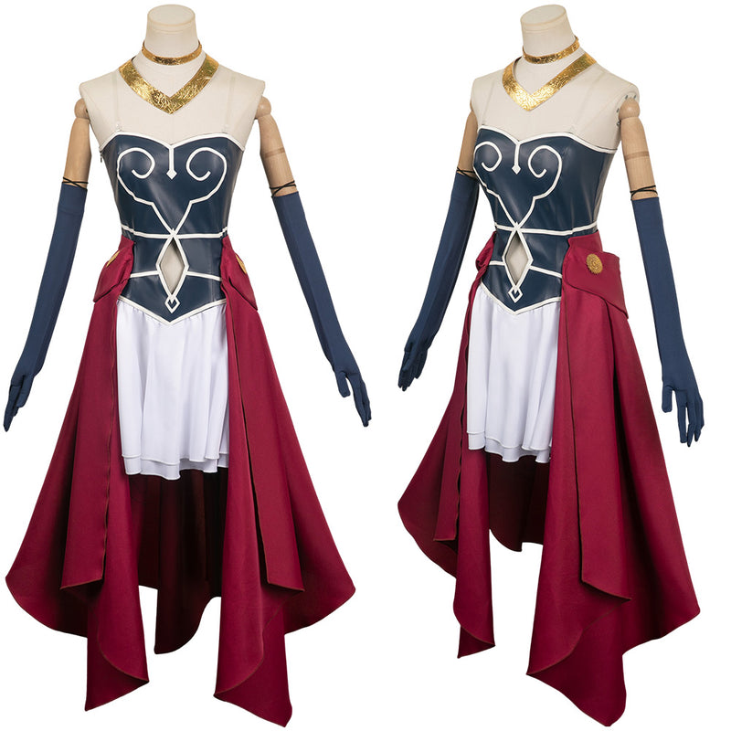 Sousou No Frieren Anime Aura Women Red Halloween Party Carnival Cosplay Costume