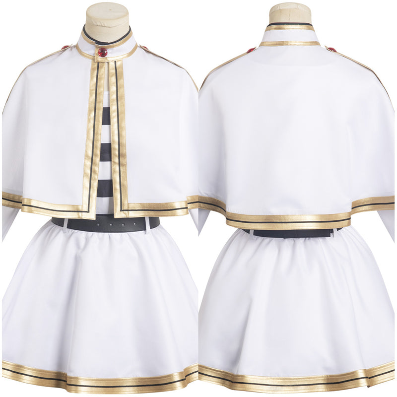 Sousou No Frieren Anime Beyond Journey's End  White Women Cape Dress Belt Outfits Party Carnival Halloween Cosplay Costume