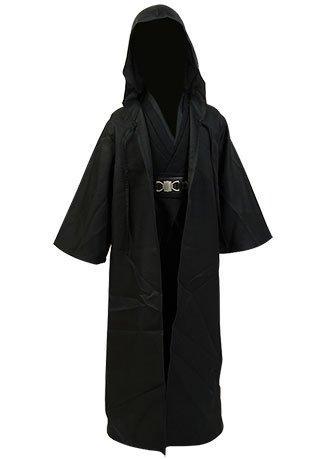 Kids Jedi Costume for Anakin Skywalker Cosplay Tunic Hooded Robe Outfit Black Version