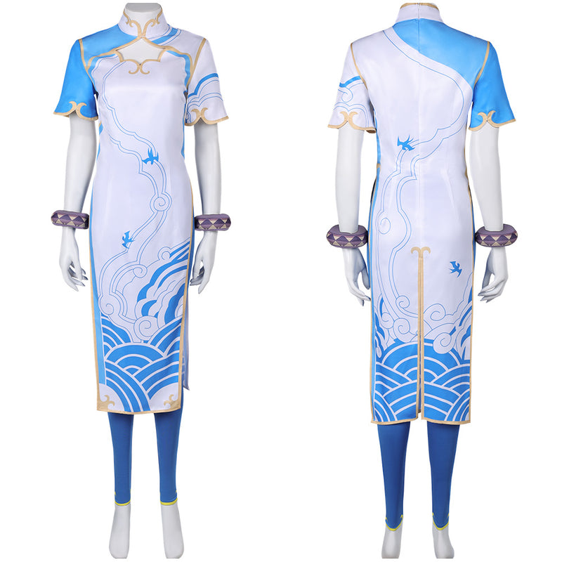 Street Fighter Game Chun Li Women Blue Combat Suit Party Carnival Halloween Cosplay Costume