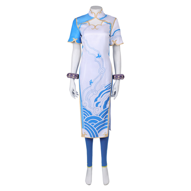 Street Fighter Game Chun Li Women Blue Combat Suit Party Carnival Halloween Cosplay Costume