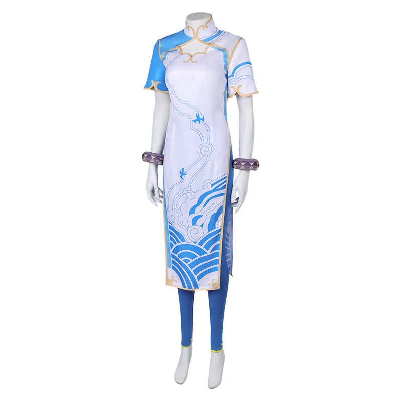 Street Fighter Game Chun Li Women Blue Combat Suit Party Carnival Halloween Cosplay Costume