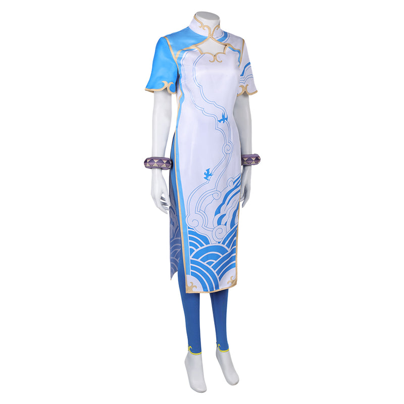 Street Fighter Game Chun Li Women Blue Combat Suit Party Carnival Halloween Cosplay Costume