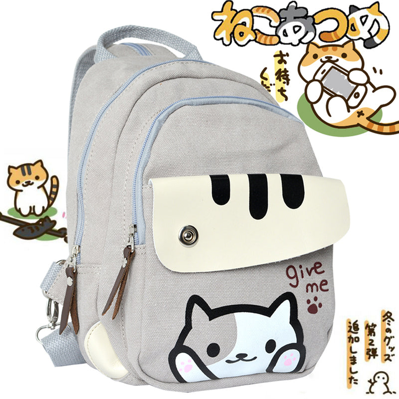 Neko Atsume Casual Canvas Backpack School Bag