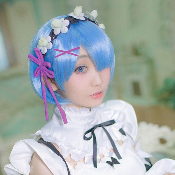 Anime Cosplay Rem Short Blue Wig Cosplay Wigs