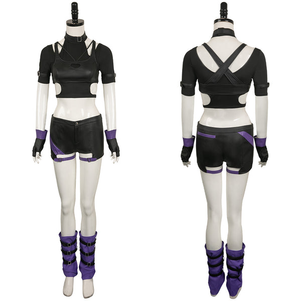 Tekken Game Reina Women Black Outfit Party Carnival Halloween Cosplay Costume