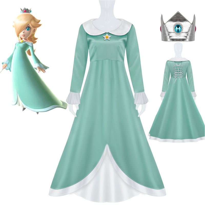 The Super Mario Bros Peach Princess Outfits Halloween Carnival Party Cosplay Costume