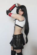 Tifa Lockhart Black And White Top Skirt Set Outfit Cosplay Costume