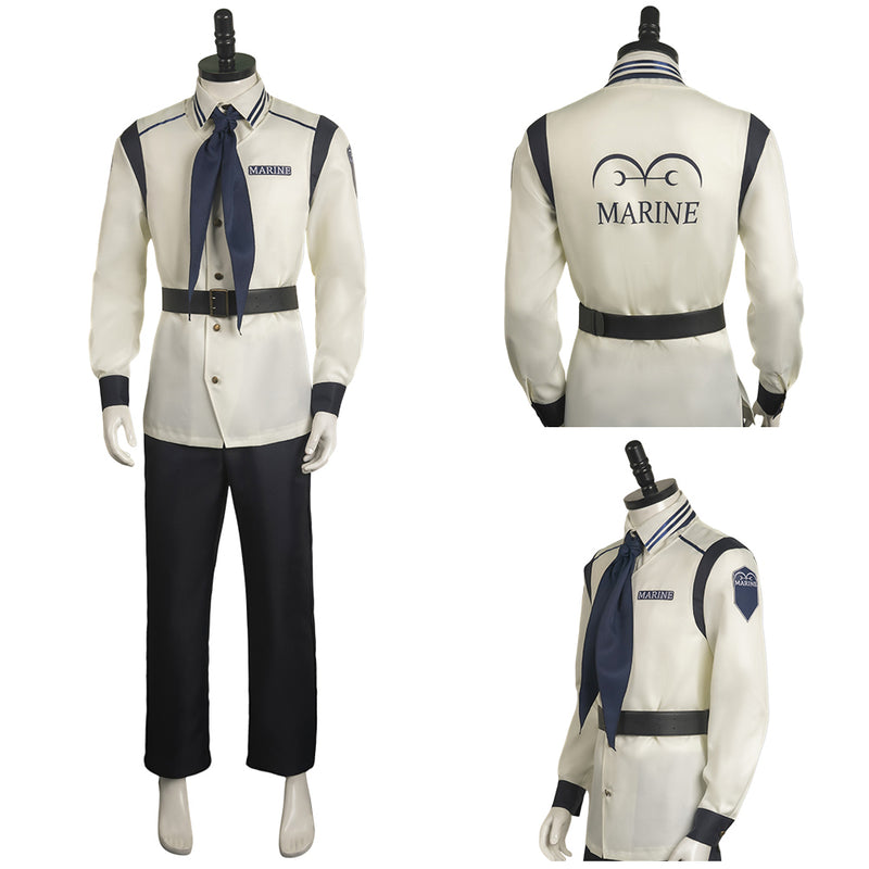 TV One Piece Marines Long sleeved Outfits Uniform Halloween Carnival Cosplay Costume