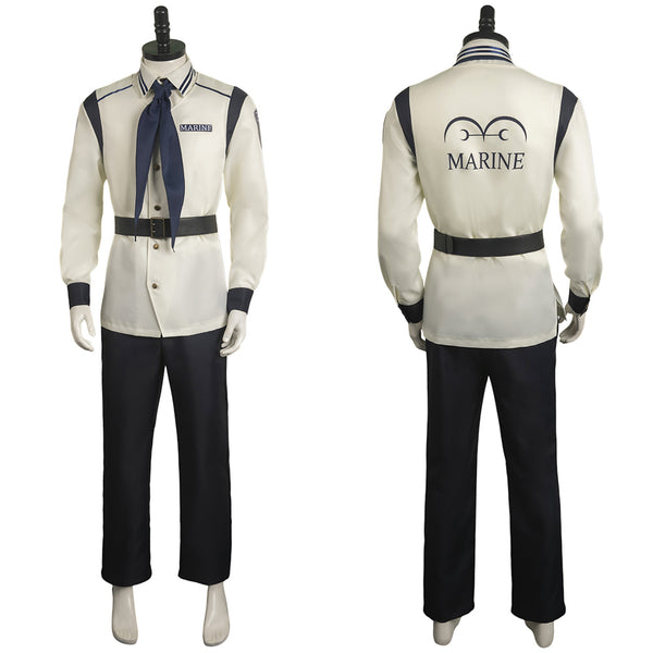 TV One Piece Marines Long sleeved Outfits Uniform Halloween Carnival Cosplay Costume