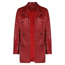 Web Women Red Leather Coat Party Carnival Halloween Cosplay Costume