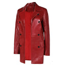 Web Women Red Leather Coat Party Carnival Halloween Cosplay Costume